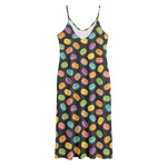 Colorful Macaron Pattern Print Jersey Midi Cami Dress