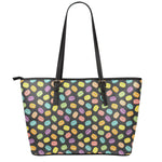 Colorful Macaron Pattern Print Leather Tote Bag