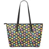 Colorful Macaron Pattern Print Leather Tote Bag