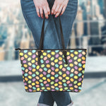 Colorful Macaron Pattern Print Leather Tote Bag