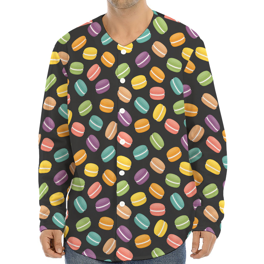 Colorful Macaron Pattern Print Long Sleeve Baseball Jersey