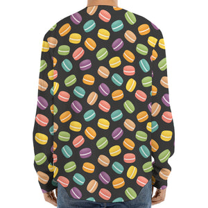 Colorful Macaron Pattern Print Long Sleeve Baseball Jersey