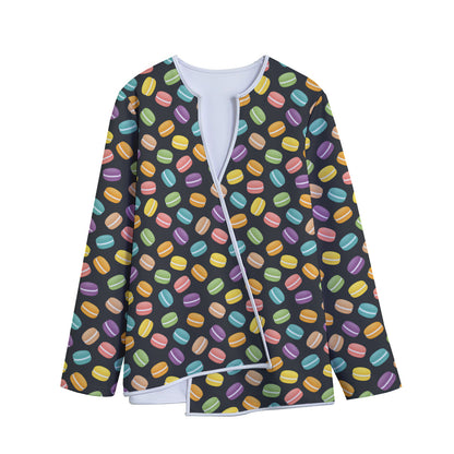 Colorful Macaron Pattern Print Long Sleeve Short Coat
