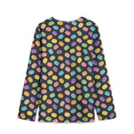Colorful Macaron Pattern Print Long Sleeve Short Coat