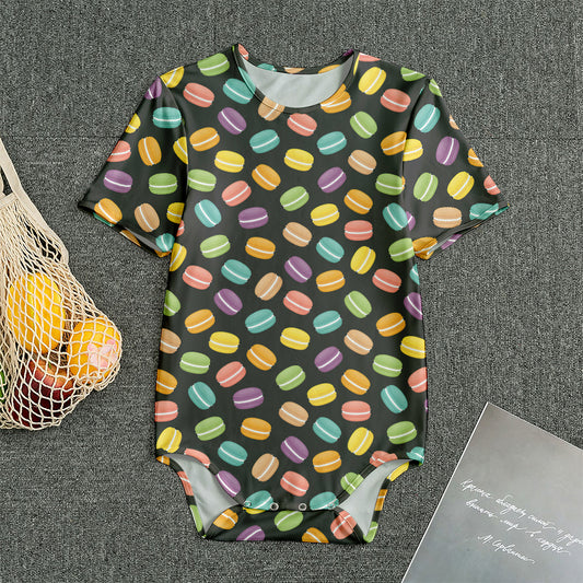 Colorful Macaron Pattern Print Men's Bodysuit