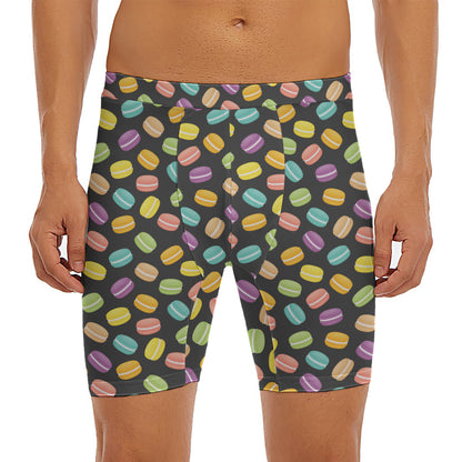 Colorful Macaron Pattern Print Men's Long Boxer Briefs