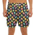 Colorful Macaron Pattern Print Men's Split Running Shorts