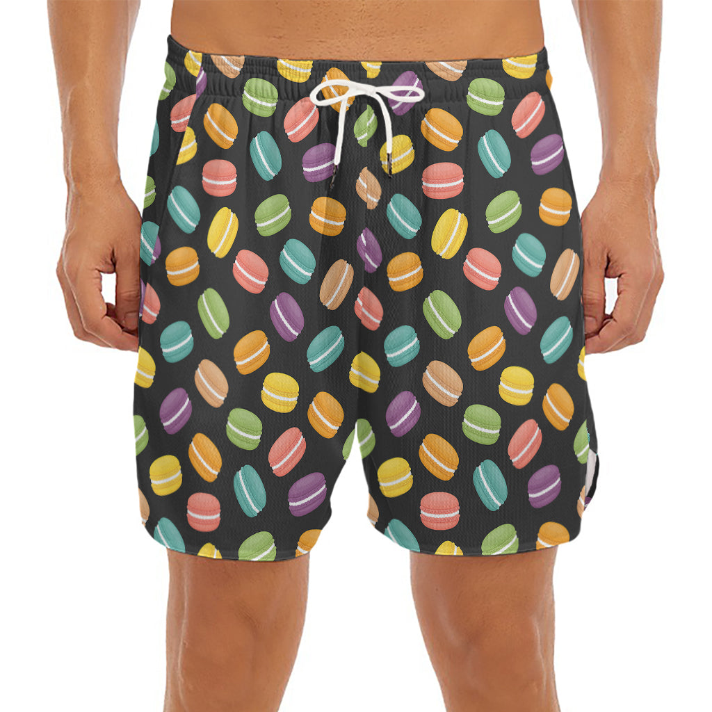 Colorful Macaron Pattern Print Men's Split Running Shorts