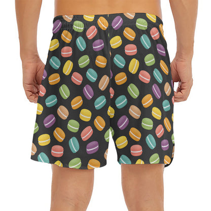 Colorful Macaron Pattern Print Men's Split Running Shorts
