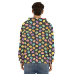 Colorful Macaron Pattern Print Men's Velvet Pullover Hoodie