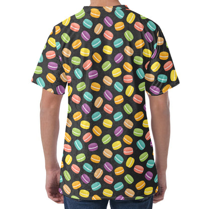 Colorful Macaron Pattern Print Men's Velvet T-Shirt