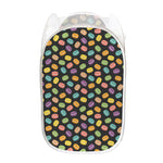 Colorful Macaron Pattern Print Mesh Laundry Hamper