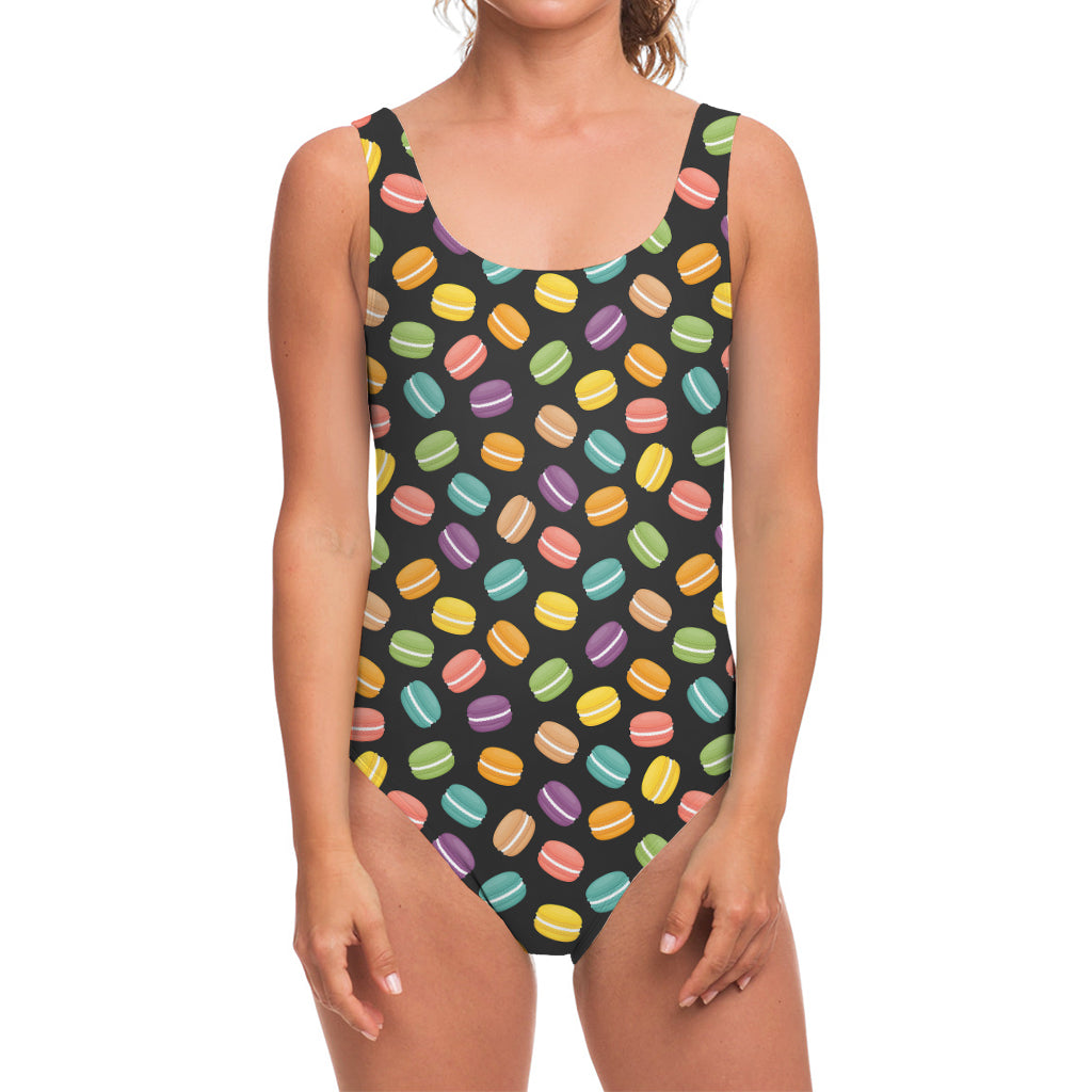 Colorful Macaron Pattern Print One Piece Swimsuit