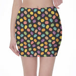 Colorful Macaron Pattern Print Pencil Mini Skirt
