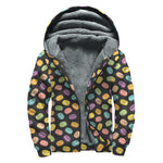 Colorful Macaron Pattern Print Sherpa Lined Zip Up Hoodie