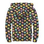 Colorful Macaron Pattern Print Sherpa Lined Zip Up Hoodie