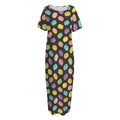 Colorful Macaron Pattern Print Short Sleeve Long Nightdress