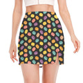 Colorful Macaron Pattern Print Side Slit Mini Skirt
