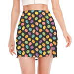 Colorful Macaron Pattern Print Side Slit Mini Skirt