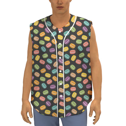 Colorful Macaron Pattern Print Sleeveless Baseball Jersey