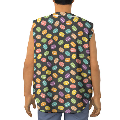 Colorful Macaron Pattern Print Sleeveless Baseball Jersey