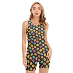 Colorful Macaron Pattern Print Sleeveless One Piece Swimsuit