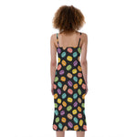 Colorful Macaron Pattern Print Slim Fit Midi Cami Dress