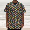 Colorful Macaron Pattern Print Textured Short Sleeve Shirt