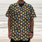 Colorful Macaron Pattern Print Textured Short Sleeve Shirt