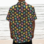 Colorful Macaron Pattern Print Textured Short Sleeve Shirt