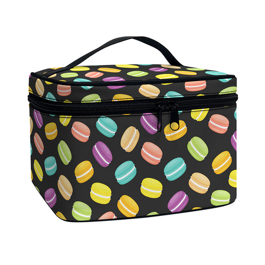 Colorful Macaron Pattern Print Travel Makeup Bag