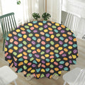 Colorful Macaron Pattern Print Waterproof Round Tablecloth