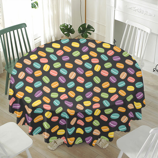 Colorful Macaron Pattern Print Waterproof Round Tablecloth