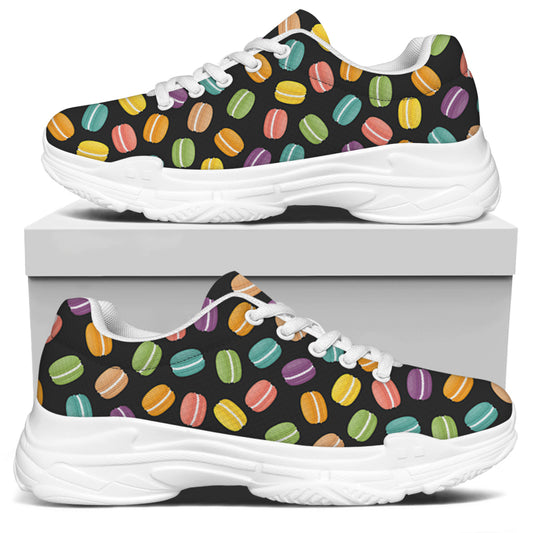 Colorful Macaron Pattern Print White Chunky Shoes