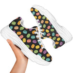 Colorful Macaron Pattern Print White Chunky Shoes