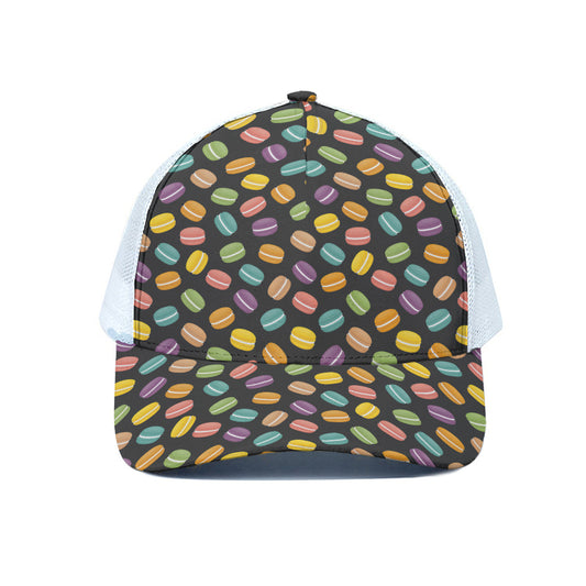 Colorful Macaron Pattern Print White Mesh Trucker Cap
