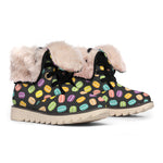 Colorful Macaron Pattern Print Winter Boots