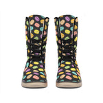 Colorful Macaron Pattern Print Winter Boots
