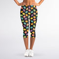 Colorful Macaron Pattern Print Women's Capri Leggings