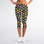 Colorful Macaron Pattern Print Women's Capri Leggings