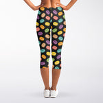 Colorful Macaron Pattern Print Women's Capri Leggings