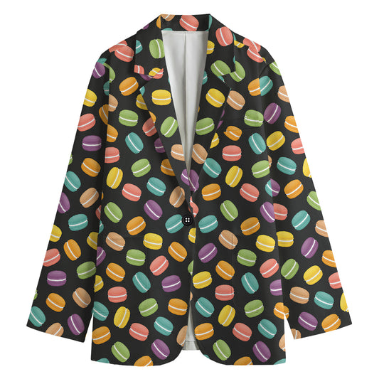 Colorful Macaron Pattern Print Women's Cotton Blazer