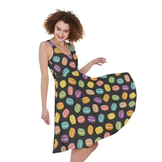 Colorful Macaron Pattern Print Women's Sleeveless Dress