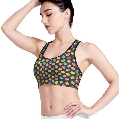 Colorful Macaron Pattern Print Women's Sports Bra