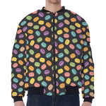 Colorful Macaron Pattern Print Zip Sleeve Bomber Jacket