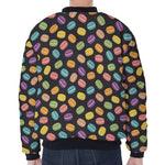 Colorful Macaron Pattern Print Zip Sleeve Bomber Jacket
