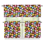 Colorful Macarons Pattern Print 3 Piece Kitchen Curtains