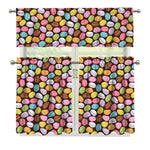 Colorful Macarons Pattern Print 3 Piece Kitchen Curtains