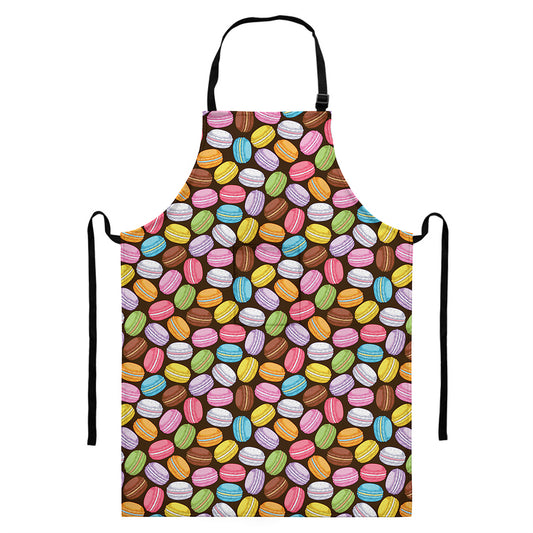 Colorful Macarons Pattern Print Bib Apron With Pocket
