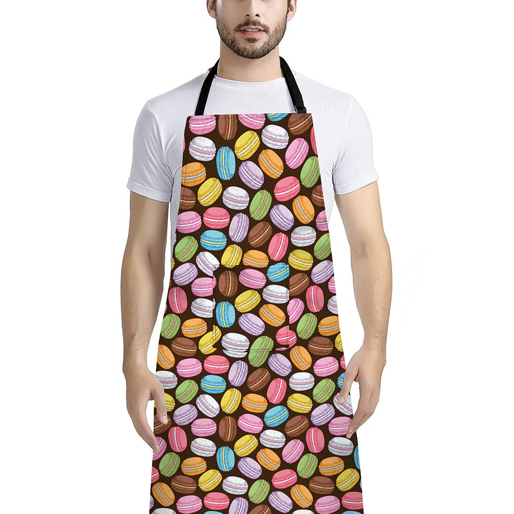 Colorful Macarons Pattern Print Bib Apron With Pocket